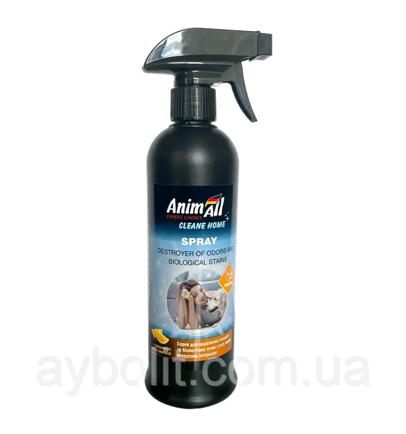 Плямовивідник AnimAll Спрей-винищувач запахів і біологічних плям Cleane Home кориця з апельсином 500 мл