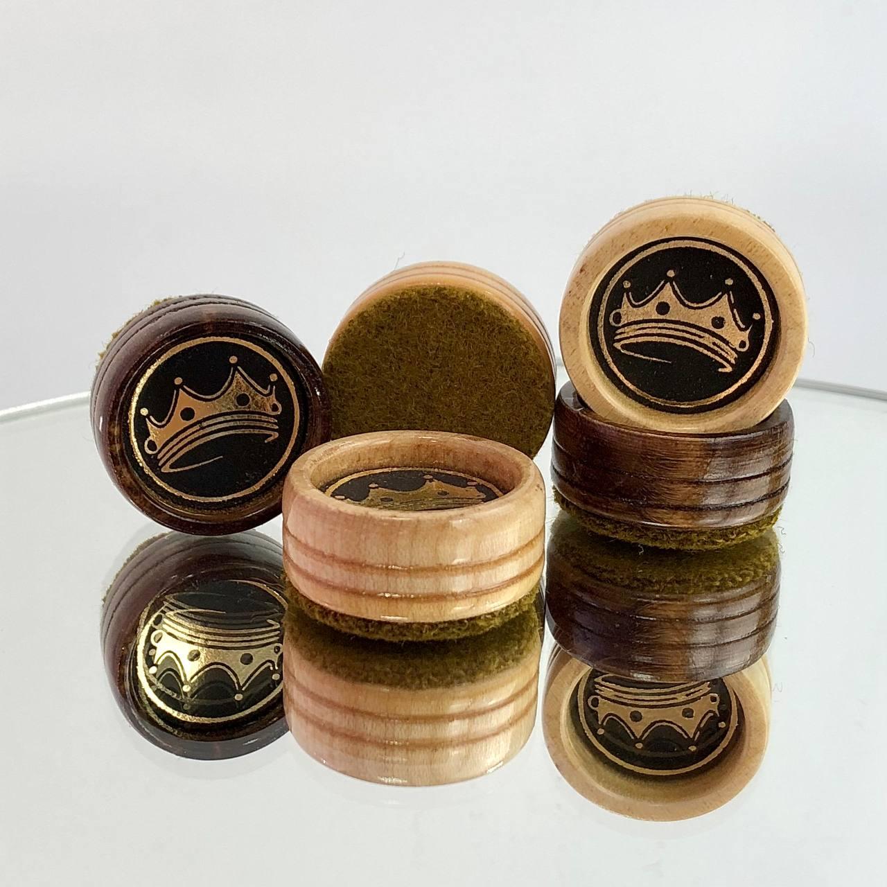 Фішки для гри нарди дерев'яні 26×12мм шкіряна вставка, фото 1