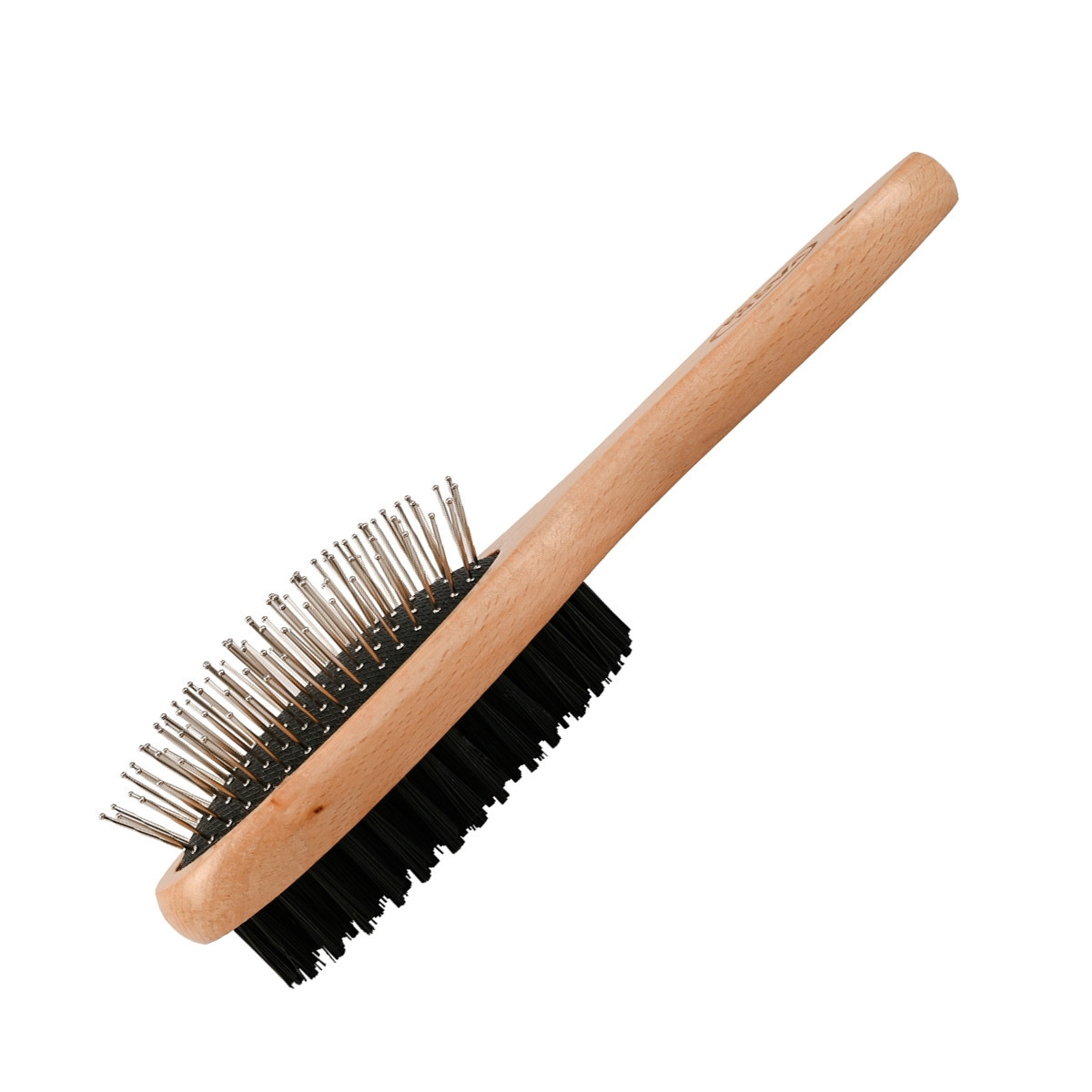 Подвійна дерев'яна щітка Pet Nova Wood 2Brush для професійного догляду за шерстю розмір M