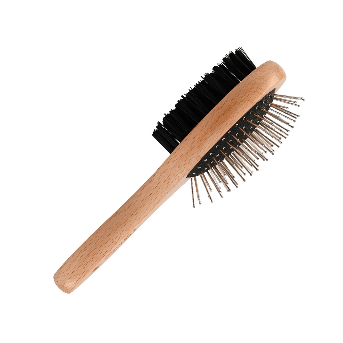Подвійна дерев'яна щітка Pet Nova Wood 2Brush для професійного догляду за шерстю розмір S