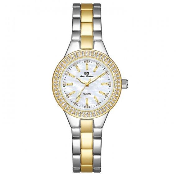 Жіночий наручний класичний годинник BS Diamond (Сріблясто-золотистий), фото 1