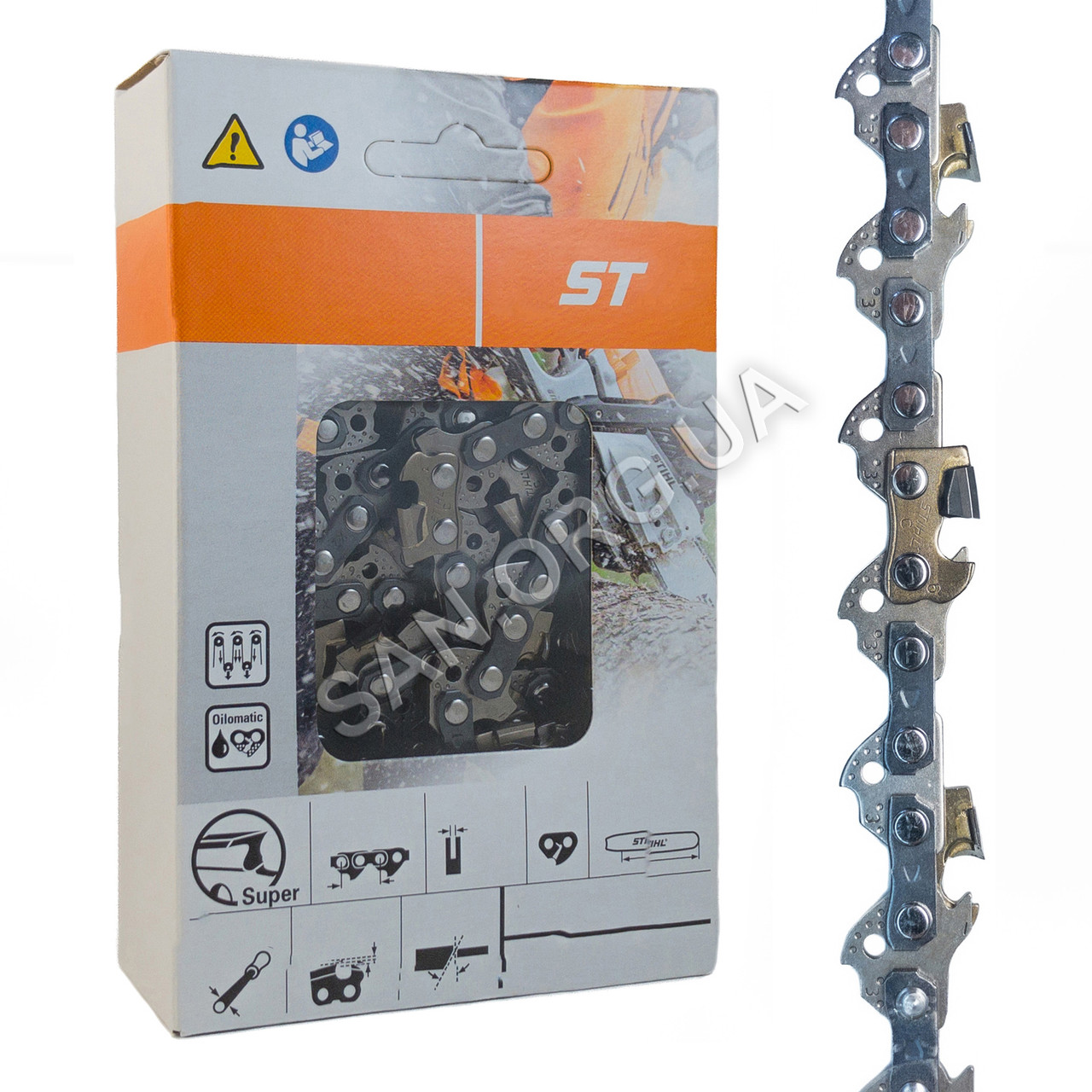 Ланцюг 45 ланок c Побідитовими напайками ST крок 3/8 1.3 мм, фото 1