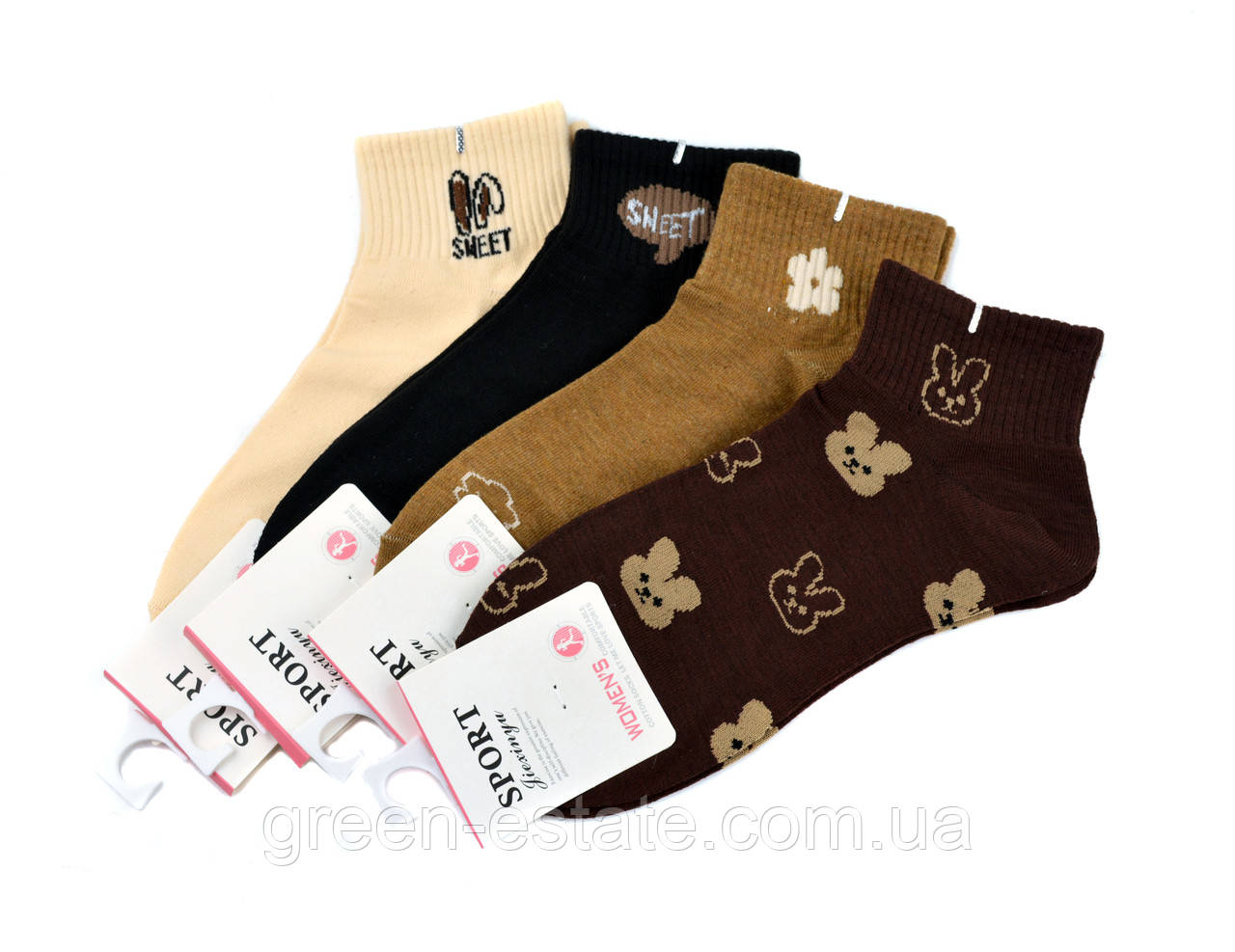 Шкарпетки жіночі короткі Sport смужка/квітка Мікс