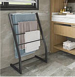 Стійка вішалка для рушників у стилі Лофт чорна 450х350х780 мм Kompred OL786, фото 2