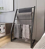 Стійка вішалка для рушників у стилі Лофт чорна 450х350х780 мм Kompred OL786, фото 3