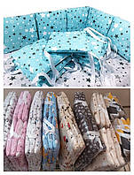 Защита (бортики) в детскую кроватку на 4 стороны из 12 подушек - 120*60 см / бампер в детскую кроватку