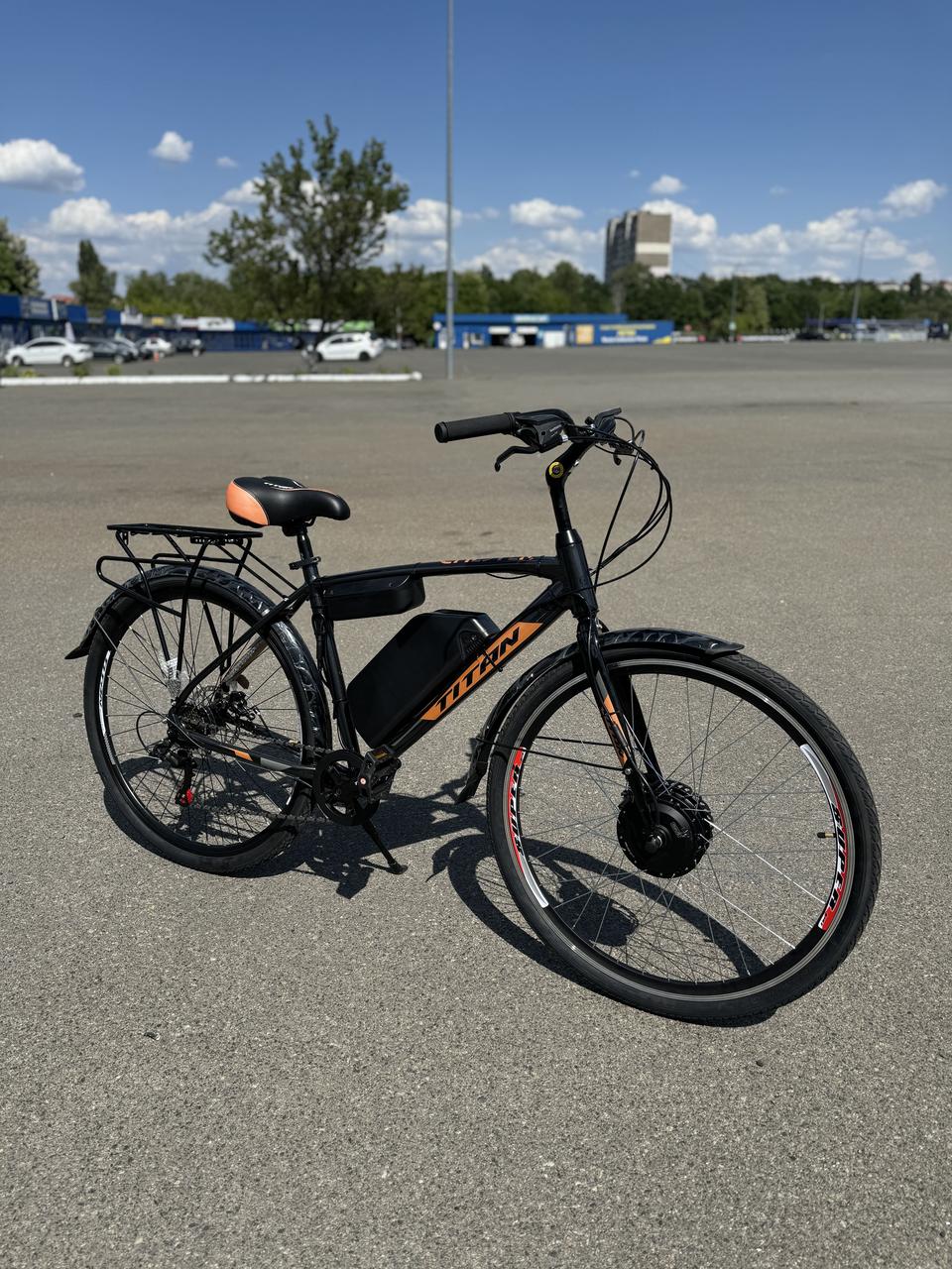 Електровелосипед E-Titan 28" Chester 48 В 500Вт 18 Ah/ Рама-19" до 75 км чорно-помаранчевий/ зріст 175-190 см +ДИСПЛЕЙ