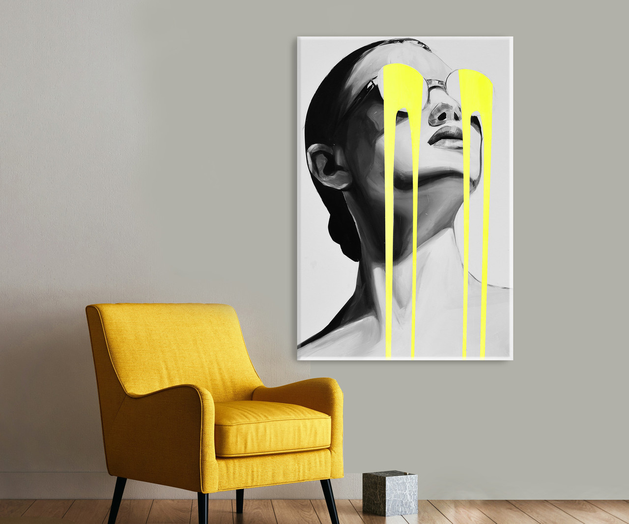 Сучасна картина в стилі поп-арт дівчина в окулярах. Трендовий сюжет., фото 1