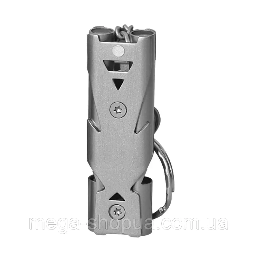 Гучний свисток JJY-1. Брелок-свисвисвистужок для ключів. Рятувальний футбольний свисток алюмінієвий металевий, фото 1