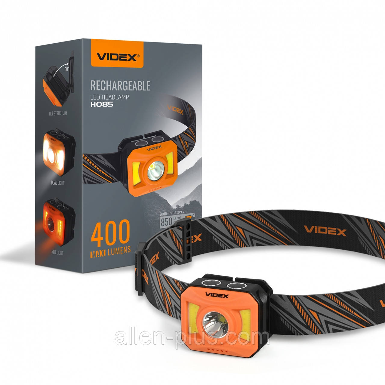Ліхтар налобний Videx VLF-H085, Червоне світло, Type-C