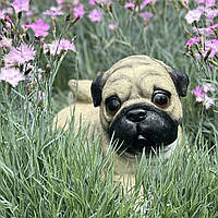 Садова фігура Мопс щеня (22х19х28 см), садові фігури з полістоуну, садові статуетки