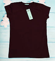 Футболка жіноча базова однотонна M/L (46-48), темно бордова