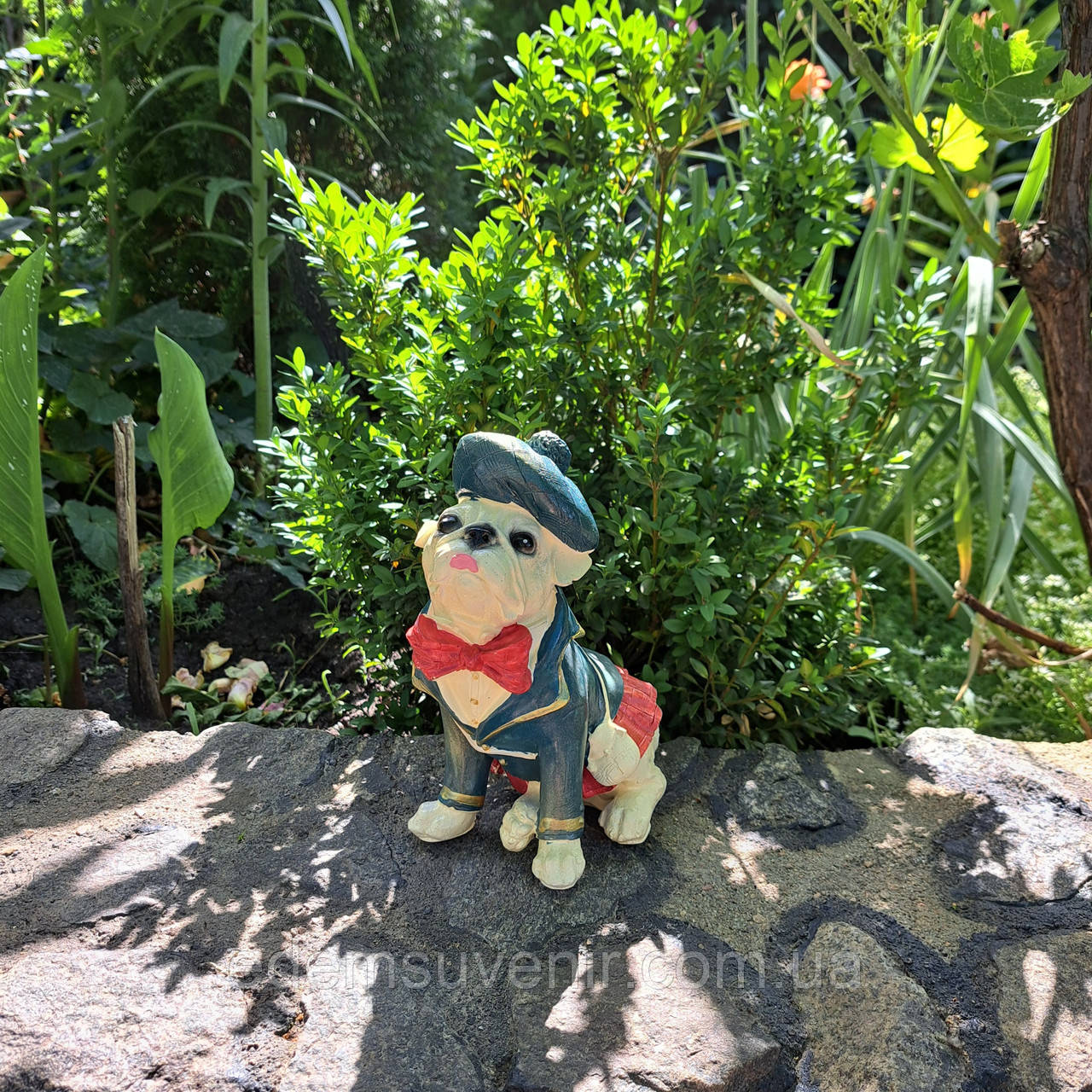 Статуетка Мопс в капелюсі, зелений, фото 1