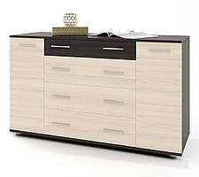 Комод для речей К-4 Еверест телескопи Венге темний, Дуб молочний (130х38х73 см)