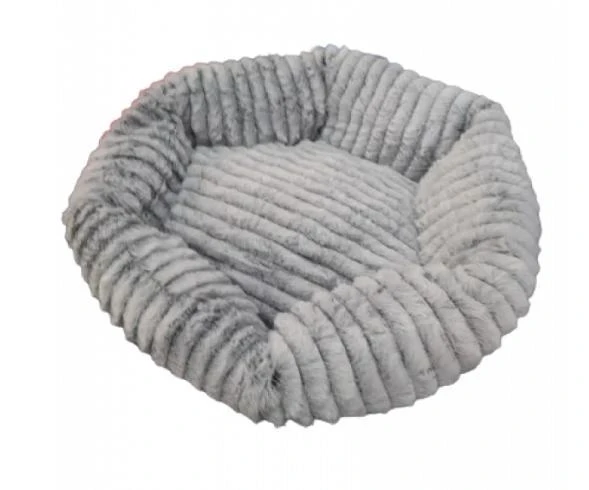 🧡М'яка кругла лежанка для кішки, собаки Pet Choice штучне хутро, текстиль 45×40 см Сіра, фото 1