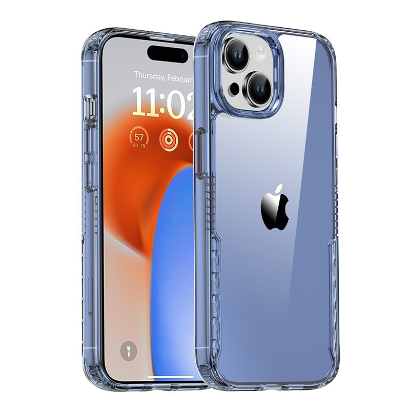 Прозорий чохол TPU+PC Multi-Color для Apple iPhone 14 (6.1") | TPU+PC з посиленими бортами Blue, фото 1