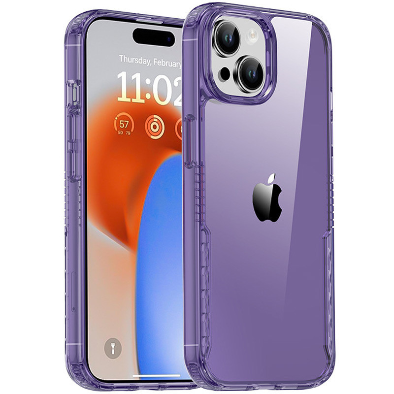 Прозорий чохол TPU+PC Multi-Color для Apple iPhone 14 (6.1") | TPU+PC з посиленими бортами Purple, фото 1
