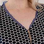 Велюровий батальний жіночий халат для дому на блискавці з мереживом із малюнком Соти 62, фото 2