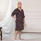 Велюровий батальний жіночий халат для дому на блискавці з мереживом із малюнком Соти 62, фото 4