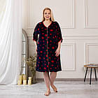 Велюровий батальний жіночий халат для дому на блискавці з мереживом із малюнком Соти 62, фото 5