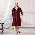 Велюровий батальний жіночий халат для дому на блискавці з мереживом із малюнком Соти 62, фото 7