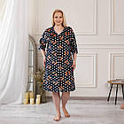 Велюровий батальний жіночий халат для дому на блискавці з мереживом із малюнком Соти 62, фото 8