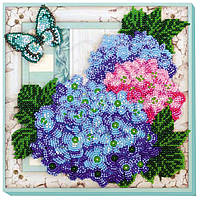Набір-міді Для Вишивання Бісером "ніжні Гортензії" Amb-004 На Натуральному Полотні Денвер