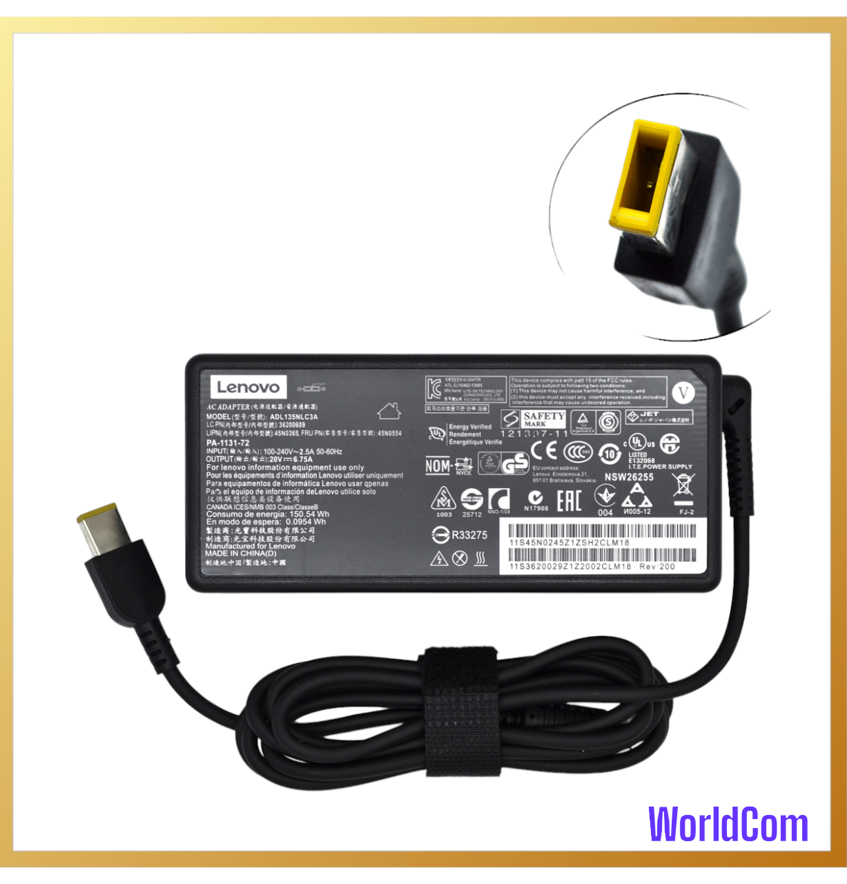 Блок живлення для ноутбука Lenovo 20V 6.75 A 135W (square USB+PIN) - фото 1 - id-p2259786686