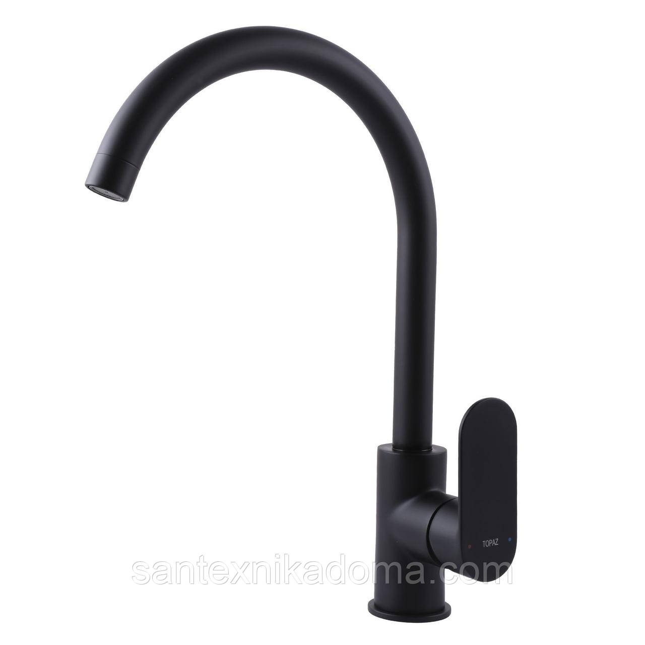 Змішувач на кухню TOPAZ BARTS TB 07403-H36-BL латунь у чорному кольорі