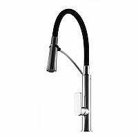 Змішувач на кухню TOPAZ BARTS TB 8817-H18 латунь гнучкий вилив у чорному кольорі