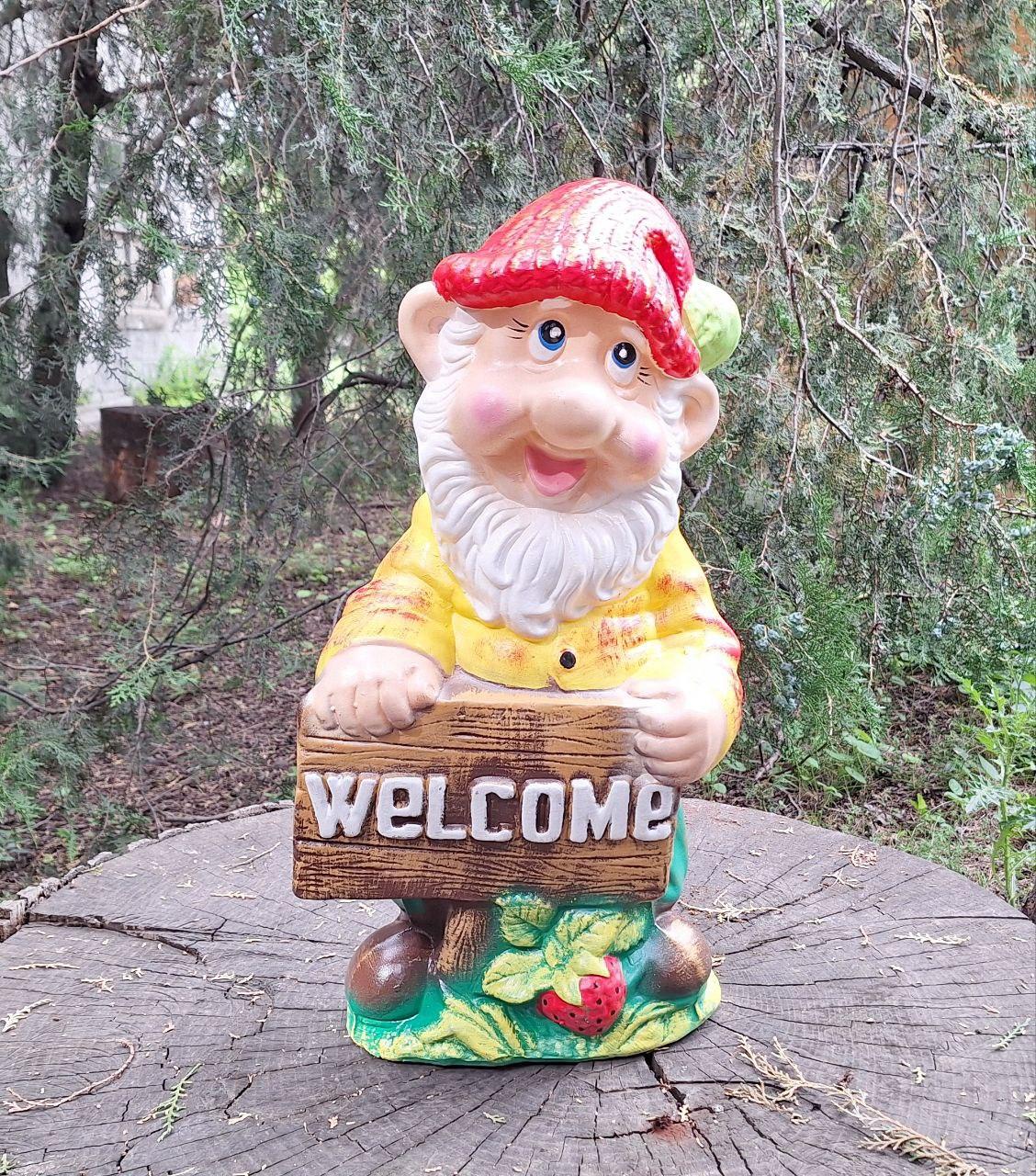 Садовий Декор Гном Великий "Welcome" 54 см кераміка