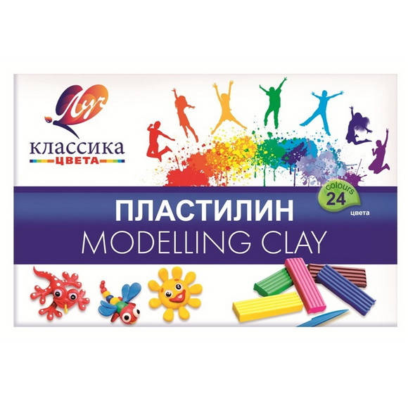 

Пластилин "Луч" серии "Классика", Набор 24 цвета, 480 грамм, Разные цвета