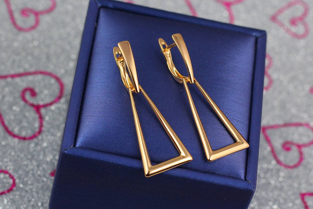 

Серьги Xuping Jewelry трапеция 4 см золотистые
