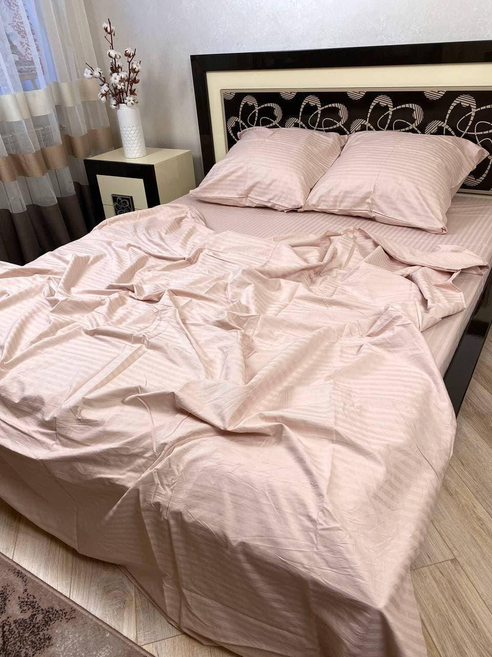 

Постільна білизна Страйп Сатин Пудра Двухспальний