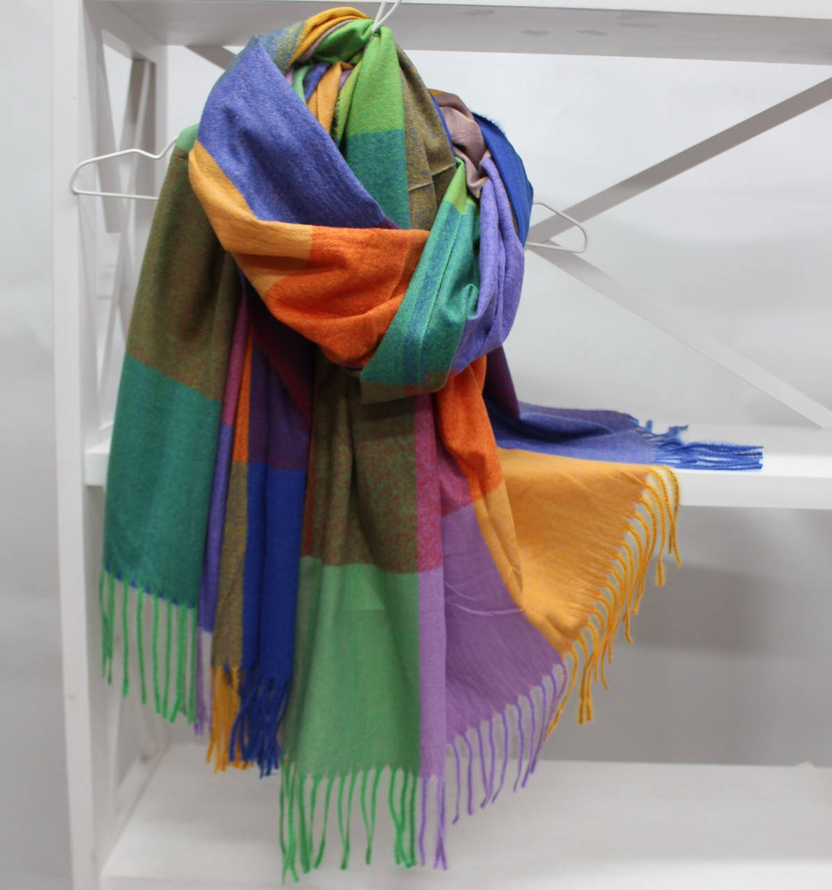 

Кашеміровий теплий шарф палантин в клітку "Лана" Cashmere 138021