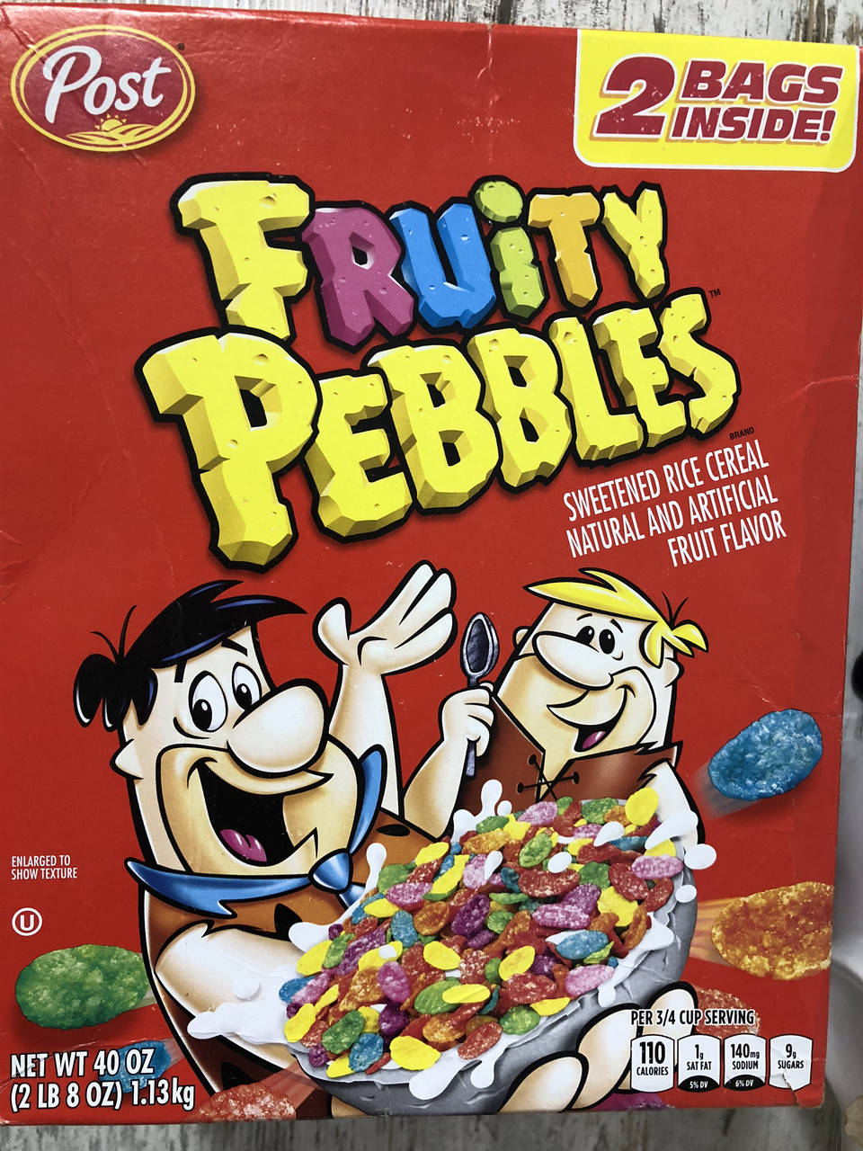 

Подвійна упаковка сухого сніданку Fruity Pebbles кольорових пластівців