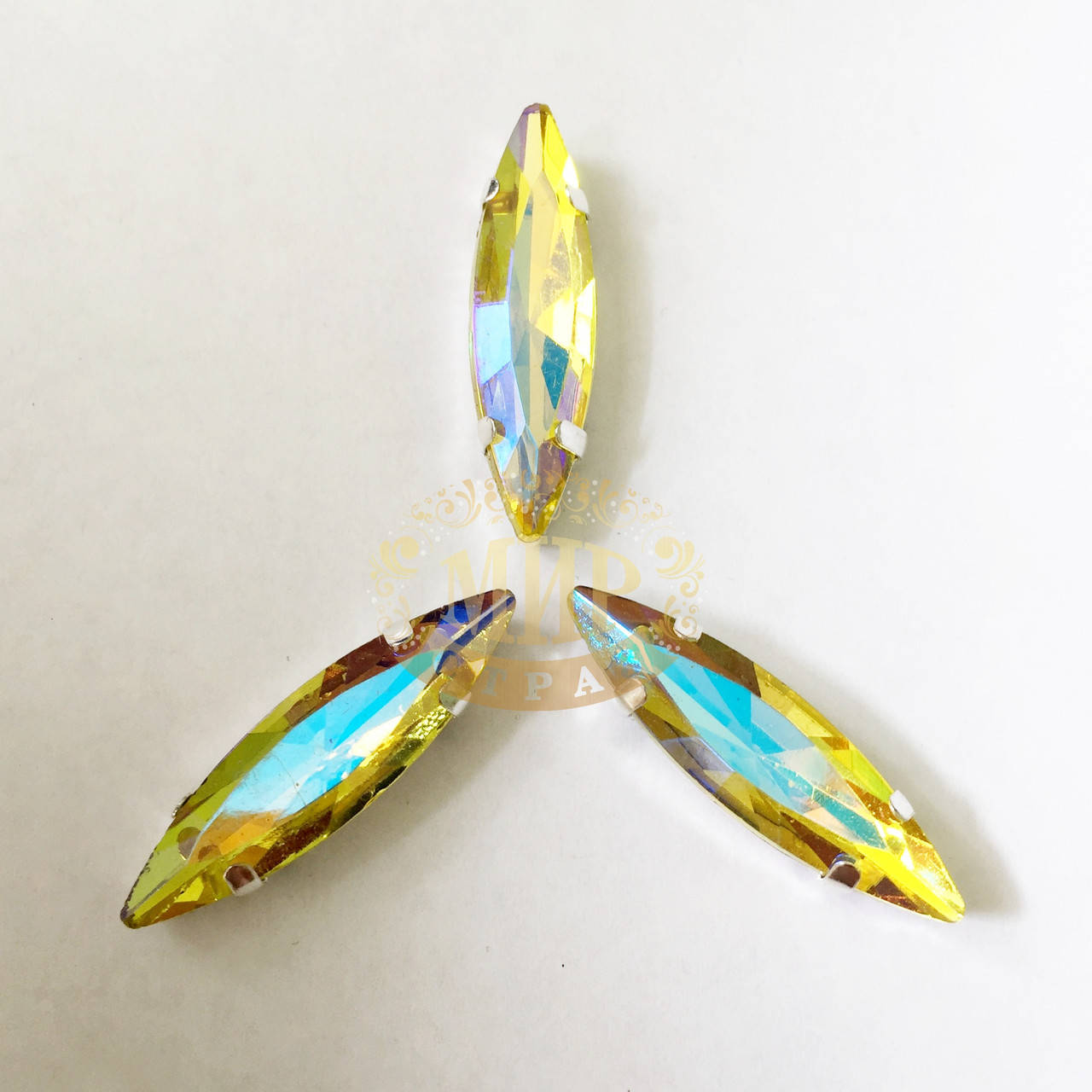 

Длинные маркизы в цапах, 10х35мм, цвет Citrine AB, 1шт