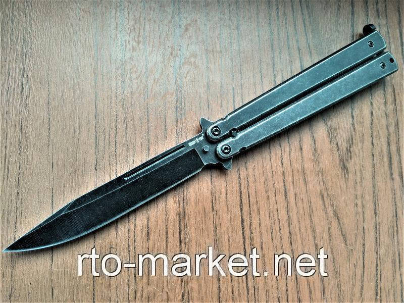 

Нож бабочка черный Качественная сталь 440C
