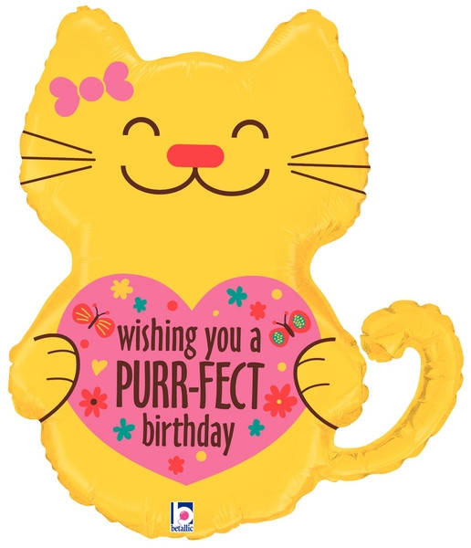 

BT 30" Foil Shape Balloon Purrrfect Birthday. Шар фольгированный С Днем рождения - В УП, Разные цвета