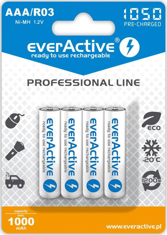 

Аккумулятор everActive EVHRL03-1050, AAA/(R03), 1050mAh, LSD Ni-MH, блистер 4шт