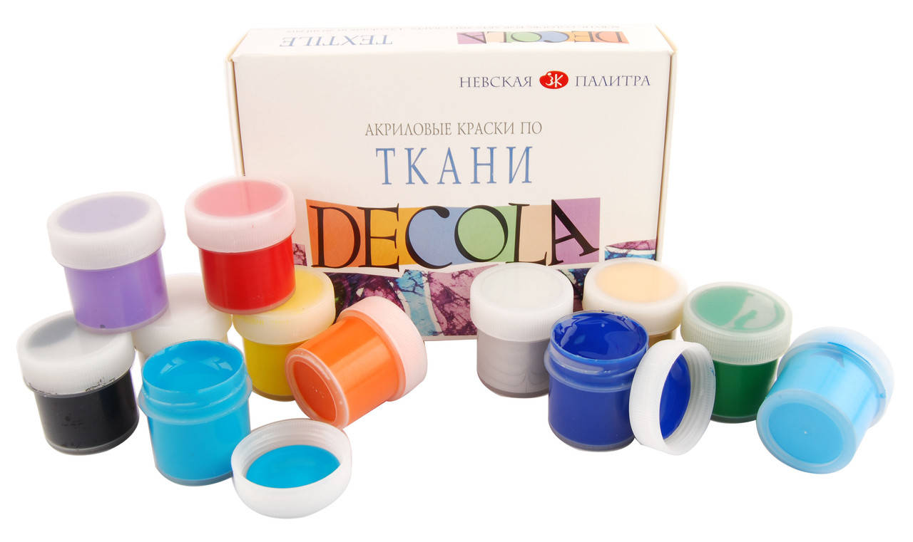 

Краска для ткани 12 цветов Decola