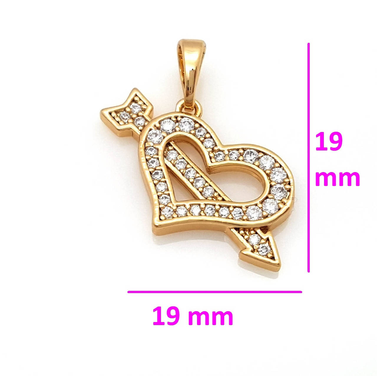 

Кулон Сердце со Стрелой, в камнях, позолота Xuping, 18К