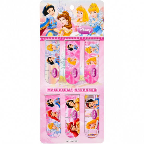 

Набор магнитных закладок, 6 шт, с линейкой / Princess