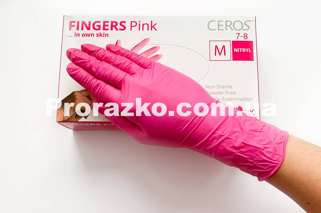 

Нитриловые перчатки CEROS,  (7-8), розовые, 100 шт, Розовый