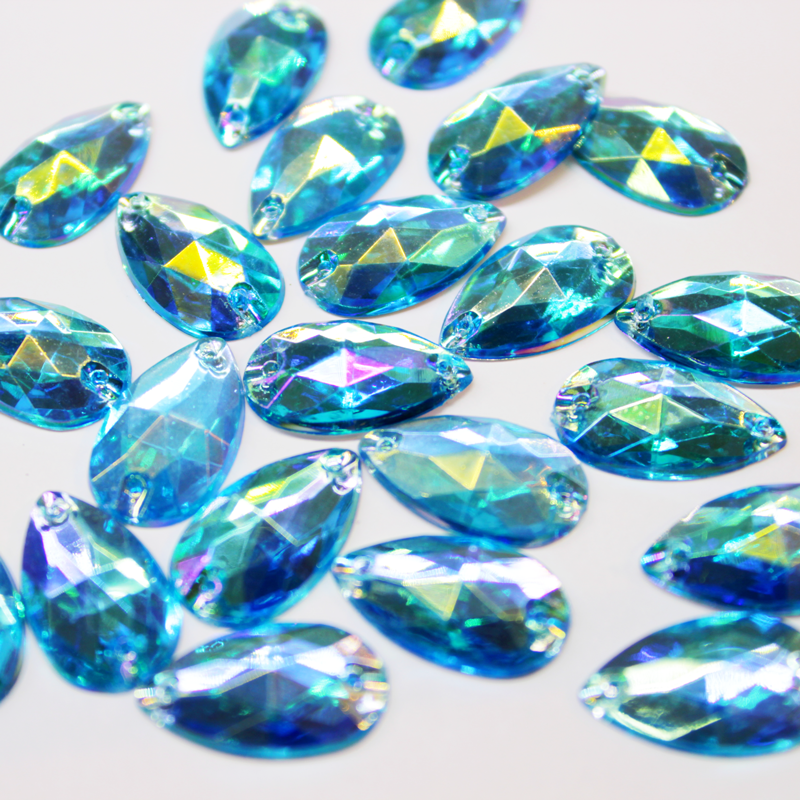 

Нашивные акриловые камни,11х18мм, форма Капля, цвет Aquamarine АВ цена за 1шт