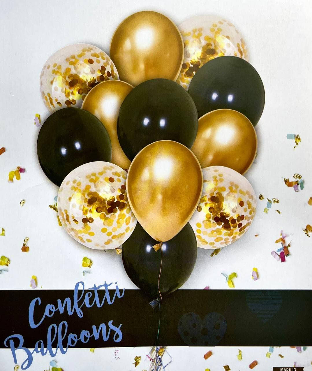 

Набор шаров Темно-синий и Золото с конфетти 12 шаров