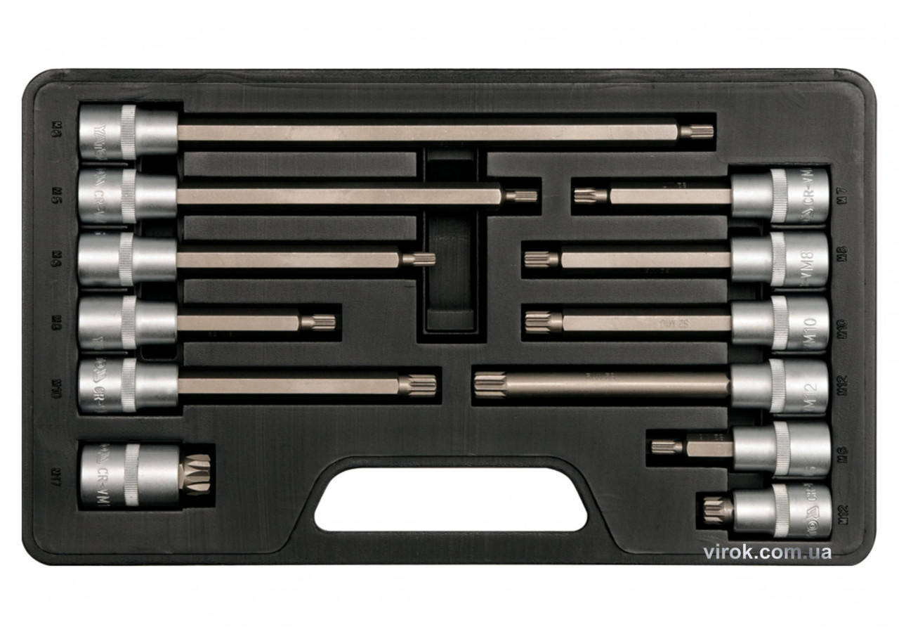 

Набор головок торцевых YATO 1/2" с насадками SPLINE 12 предметов YT-7753