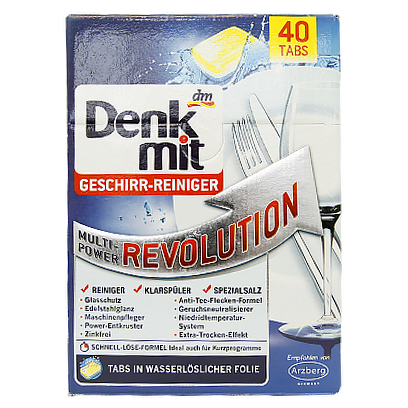 

Таблетки для посудомийної машини Денк Міт революційні Denk Mit mp-revolution 40tbs 850g 5шт/ящ (Код :