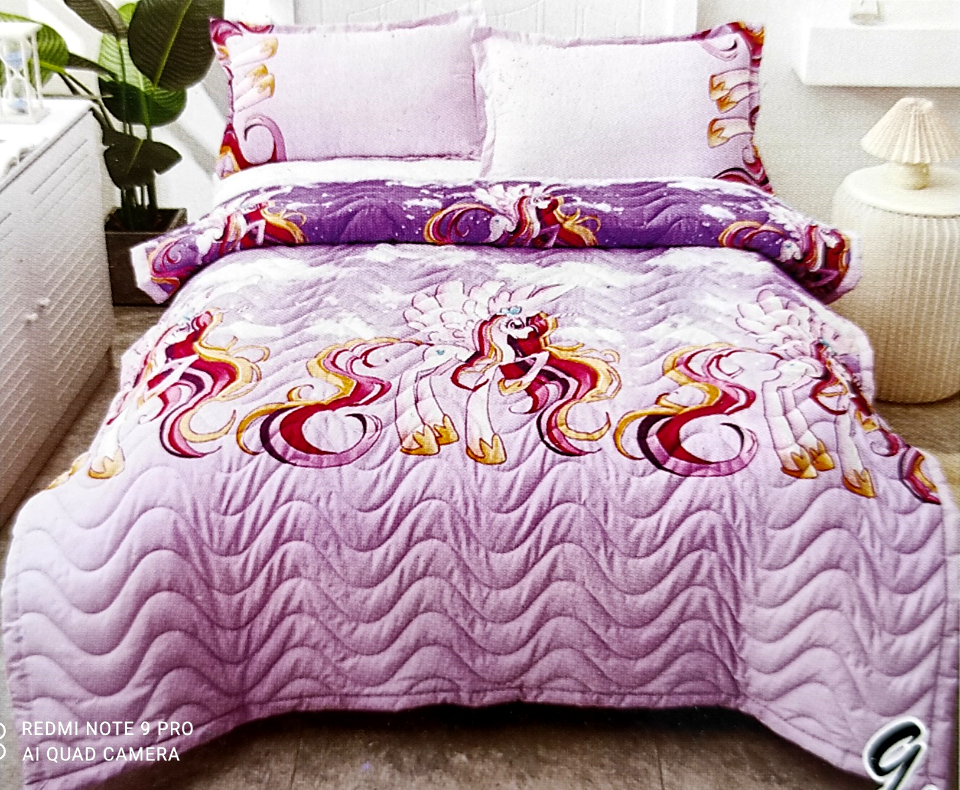 

Детское полуторное покрывало Единорожек