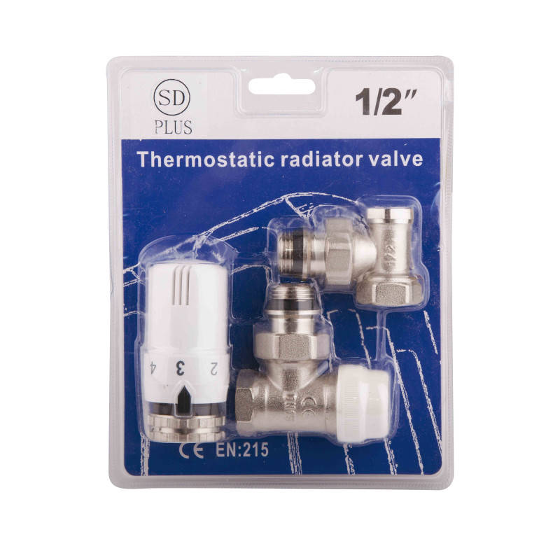 

SD Комплект кранов с термоголовкой радиаторный угловой 1/2'' SD352W15